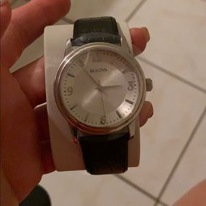 Bulova male watch. Black leather